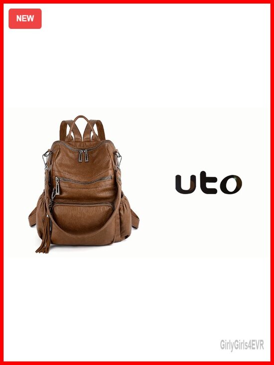 Vegan Leather Convertible Travel Backpack Purse with Tassel